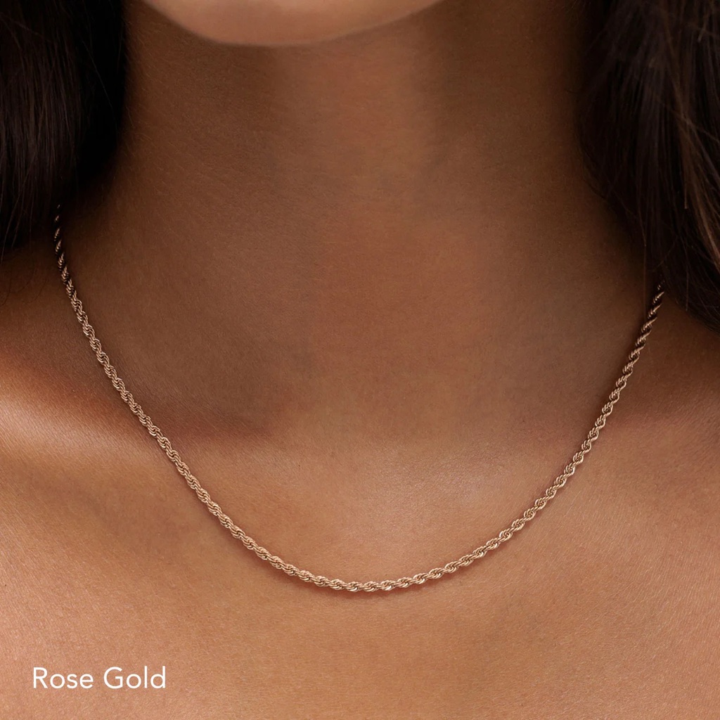 Atolea “Calvi” Rope Chain Necklace - Rose Gold - New With Dust Bag